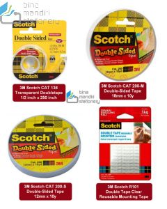 3M Scotch Double tape CAT 136, CAT 200 S/M 12mm 16mm , Scotch R101 reusable Mounting Tape Tersedia di supplier alat tulis sekolah dan kantor terdekat