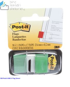 Contoh Alat Perlengkapan Kantor merk 3M Post-it , Gambar Produk 3M Post-it 680-3 Flags Green 12x43mm harga 39400 di Toko Peralatan Sekolah Murah