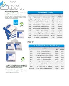 Bantex 2035 PP Pocket A4 Antiglare 0.06mm Plastik folder multiholes untuk aneka ring binder