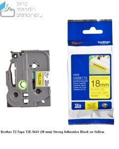 e-catalogue gambar atk Brother TZE-S641 Strong Adhessive Black on Yellow 18mm P-touch Tape