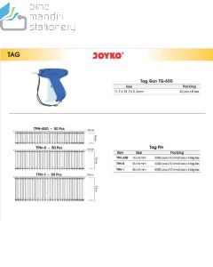 Foto Alat Tembak Label Merk Barang Harga Tag Gun dan Refill Tag Pin Joyko TG-600 | TPN-0 | TPN-1 | TPN-A00 merek Joyko